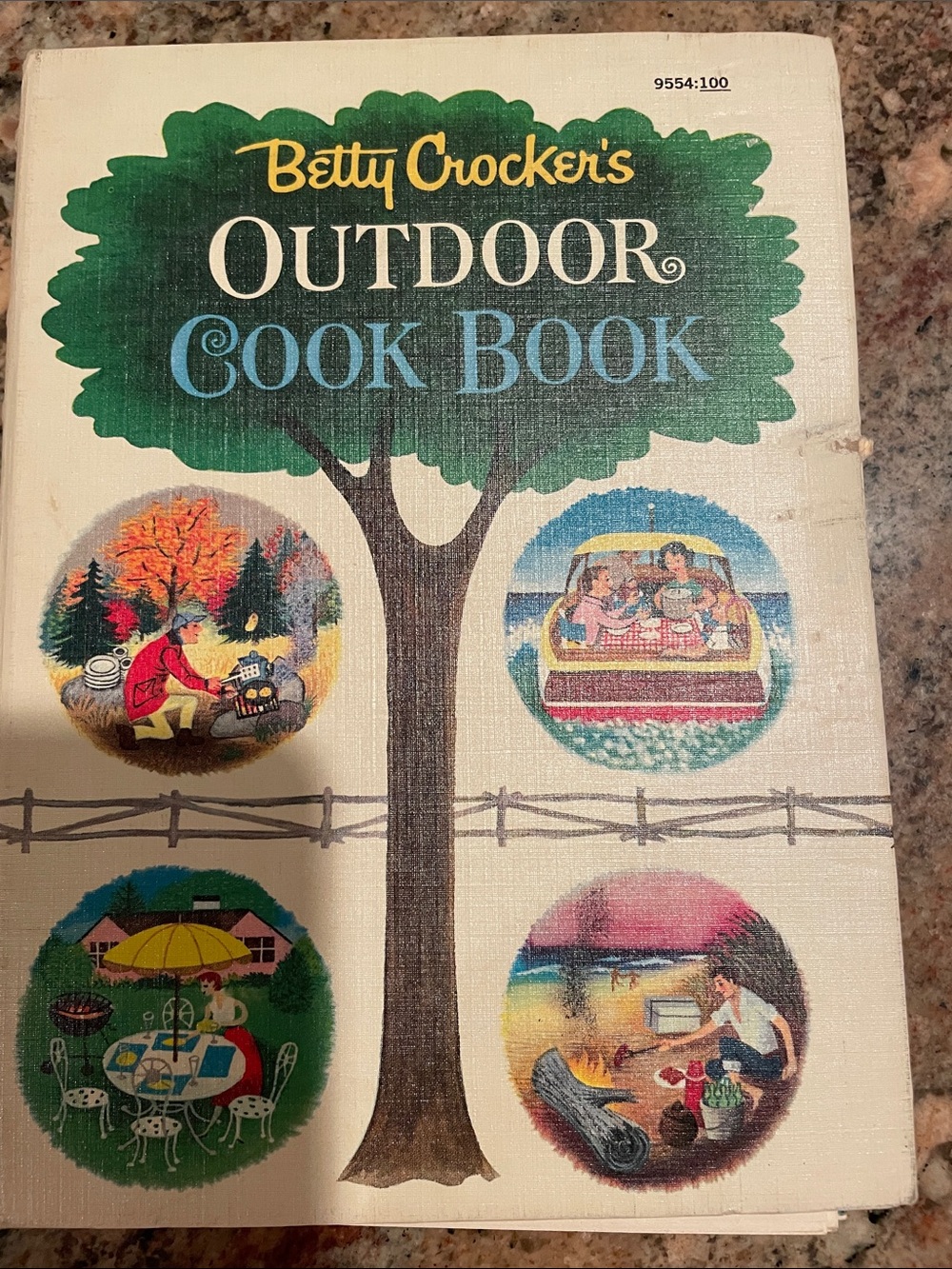 1Betty Crocker Outdoor Cook Book - Green Tree with Multicolor Vignettes